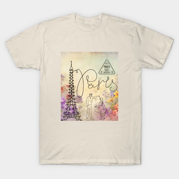 Romance in Paris: Dancing Duo Tee, vacation, Honeymoon, Lover's travel vacation T-Shirt by KIRBY-Z Studio